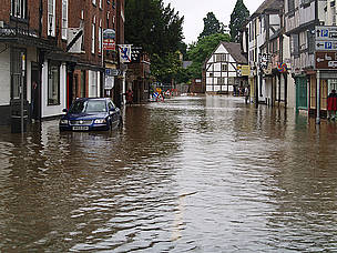 The town of Tewkesbury in Gloucestershire, UK, was badly affected by the floods in July 2007. 